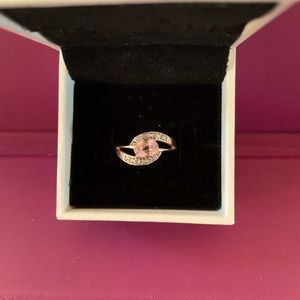 Pink Minas Gerais Kunzite and diamond ring set in 10k rose gold.